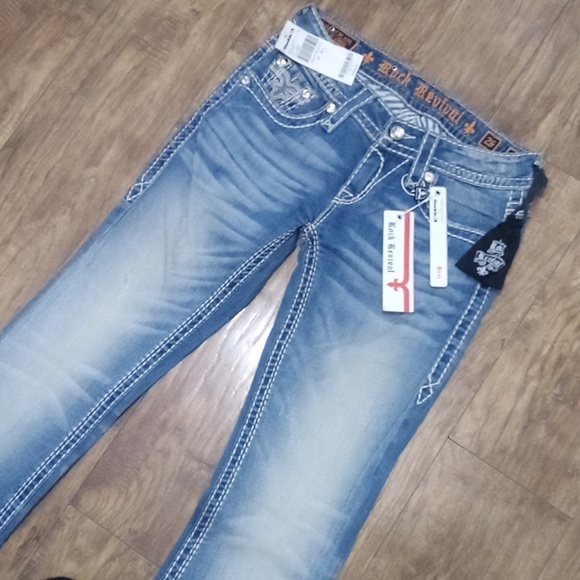 Rock Revival NWT Jeans Women's 26 Lacey Boot Cut Embellished Rhinestones - Picture 4 of 9